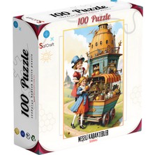 100 Parça Puzzle Çift Tasarım Tek Kutu Sevimli Tavşan