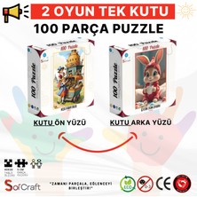 100 Parça Puzzle Çift Tasarım Tek Kutu Sevimli Tavşan