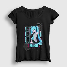 Presmono Kadın Siyah Poster Hatsune Miku Anime T-Shirt