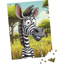 100 Parça Puzzle Çift Tasarım Tek Kutu Sevimli Zebra