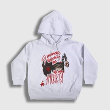 Presmono Unisex Çocuk Beyaz Somebody's Watching Me Doechii Kapüşonlu Sweatshirt