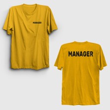 Presmono Unisex Sarı Yönetici Müdür Manager Sırt Baskılı T-Shirt