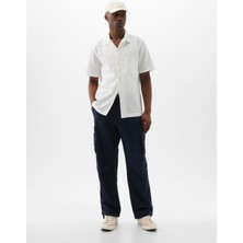 Gap Erkek Lacivert Keten Karışımlı Kargo Pantolon