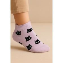 Batushe 5'li Paket- Kedi Desenli Çocuk Çorabı -Kısa Çocuk Çorabı-Bebek - Kedili
