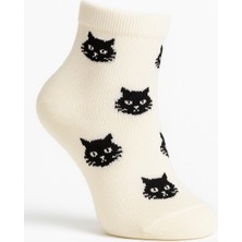 Batushe 5'li Paket- Kedi Desenli Çocuk Çorabı -Kısa Çocuk Çorabı-Bebek - Kedili
