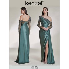 Kenzel Tek Omuz Taş Detaylı Abiye ELBISE-9119