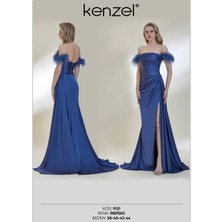 Kenzel Kolları Otriş Detaylı Saten Abiye ELBISE-9121