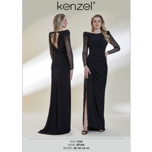 Kenzel Kolları Taş Detaylı Abiye ELBISE-9132