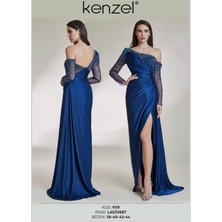 Kenzel Tek Omuz Taş Detaylı Abiye ELBISE-9119