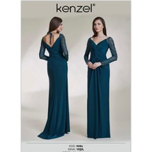Kenzel Kolları Taş Detaylı Abiye ELBISE-9084
