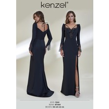 Kenzel Kol Detaylı V Yaka Abiye ELBISE-9061