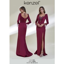 Kenzel Kol Detaylı V Yaka Abiye ELBISE-9061