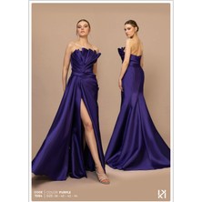 Kenzel Yaka Drape Detaylı Tafta Abiye ELBISE-7084