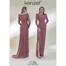Kenzel Kolları Taş Detaylı Abiye ELBISE-9151