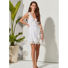 White By Nature Beyaz Kadın Mini Plaj Elbisesi WBN31108-S/M