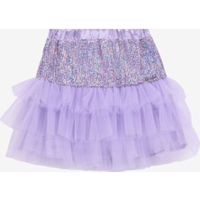 Barbie Yüksek Bel Normal Lila Payetli Diz Üstü Kız Çocuk Etek BRB5SG-ETK6483