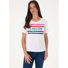 U.s. Polo Assn. Bisiklet Yaka Beyaz Kadın T-Shirt Sılot