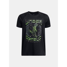Under Armour Kız Çocuk Baskılı Siyah T-Shirt Günlük Kullanım için Rahat Kesim 13-15 Yaş