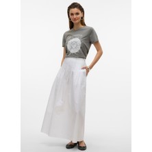 Vero Moda Orta Bel Beyaz Kadın Uzun Etek Vmdısla Mw Long Skırt Wvn Btq