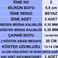 Eagenset  Silikon Balıklı Çapari 5.5 cm (2 Adet) Silikon At Çek Takımı Beyaz Fosforlu Glow Gözler ve Fosforlu Glow Boncuklu