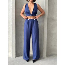 Crop Pantolon Keten Takım S255012