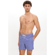 Çini Desenli Deniz Şortu Cepli Fileli Astarlı Hızlı Kuruyan Su Itici Regular Fit Orta Boy 25SM107ST