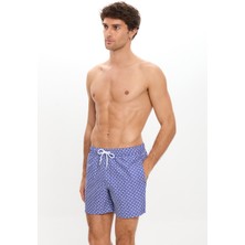 Çini Desenli Deniz Şortu Cepli Fileli Astarlı Hızlı Kuruyan Su Itici Regular Fit Orta Boy 25SM107ST