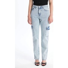 Kargo Cep Kar Yıkama Jeans Pantolon