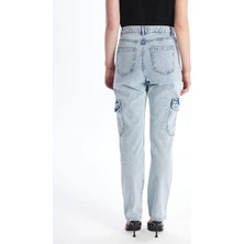 Kargo Cep Kar Yıkama Jeans Pantolon