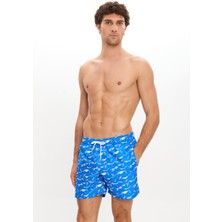 Surf Desenli Deniz Şortu Cepli Fileli Astarlı Hızlı Kuruyan Su Itici Orta Boy 25SM109ST