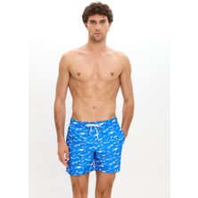 Surf Desenli Deniz Şortu Cepli Fileli Astarlı Hızlı Kuruyan Su Itici Orta Boy 25SM109ST