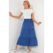 Gökyüzü Moda Ayrobin Uzun Etek 8048 - Indigo