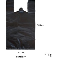 Omeyva Siyah Dökme Market Poşeti Torbası - Hışır Atlet Poşet - Battal Boy - 37 x 70 Cm. - 1 Kg