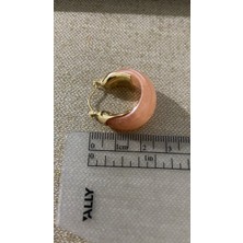 Küpe Kemik Nude Pembe Renk Şık Halka Küpe 14 K Renk Yaz Şıklığı Trend Küpe