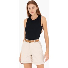 U.S. Polo Assn. Kadın Siyah Bisiklet Yaka Kolsuz Tişört 50266320-VR046