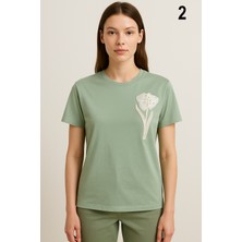 Kadın Boncuk Işlemeli Kaliteli Tişört