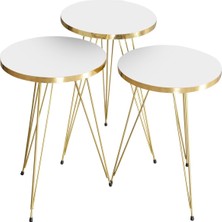Zigon Sehpa Gold Beyaz Tel