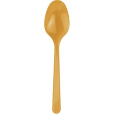 Plastik Lüx Altın Renk Kaşık - Parti Davet Piknik Çorba Yemek Kaşığı - 18 Cm. - 25'li Paket