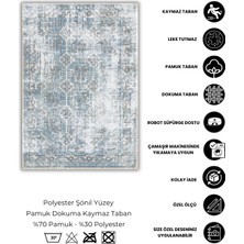 The Reef Design Mavi Eskitme Kilim Desenli Halı Dijital Baskılı Dokuma Kaymaz Tabanlı Yıkanabilir Antialerjik Oturma Odası Halısı