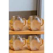 Borosilikat Cam Amber Salyangoz  Desenli Bardak 4 Adet 300 ml
