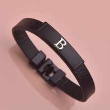 İdol Avm Running Design B Harfli Deri Erkek Bileklik Takı Hediyelik