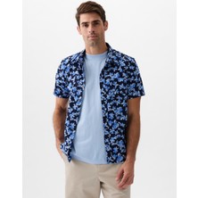 Gap Erkek Mavi Streç Standard Fit Poplin Gömlek