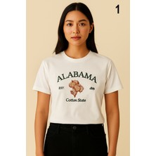 Kadın Kabartma Baskı Işlemeli Kaliteli Tişört