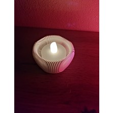 Mini Şamdan Mumluk Decor Mum Dahil Beyaz Renk Masa Dekor