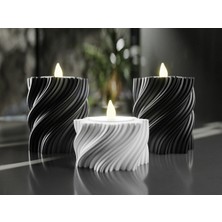 3lü Set Şamdan LED Mumluk Ufak Boy Konsol Yemek Masası Dekorasyon