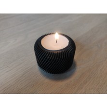 Mini Şamdan Mumluk Decor Mum Dahil Siyah Renk Masa Dekor Md