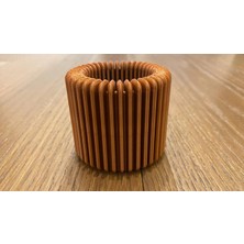 Ufak Boy Şamdan Mumluk LED Mum Dahil Ahşap Renk Yemek Masası Dekorasyonu