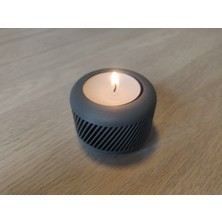 Mini Şamdan Mumluk Decor Mum Dahil Gri Renk Masa Dekor