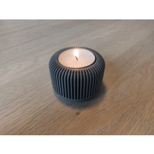 Mini Şamdan Mumluk Decor Mum Dahil Gri Renk Masa Dekor  Md