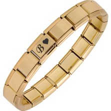 İdol Avm Fashion Way B Harfli Italyan Charm Bileklik Sarı Takı Akseuar